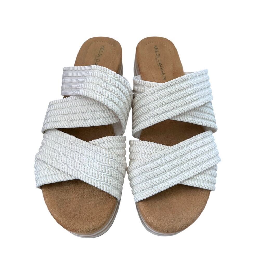 Kelsi Dagger Brooklyn Bohdi Platform Sandal Women’s 8/38.5 Tan Cream Minimalist